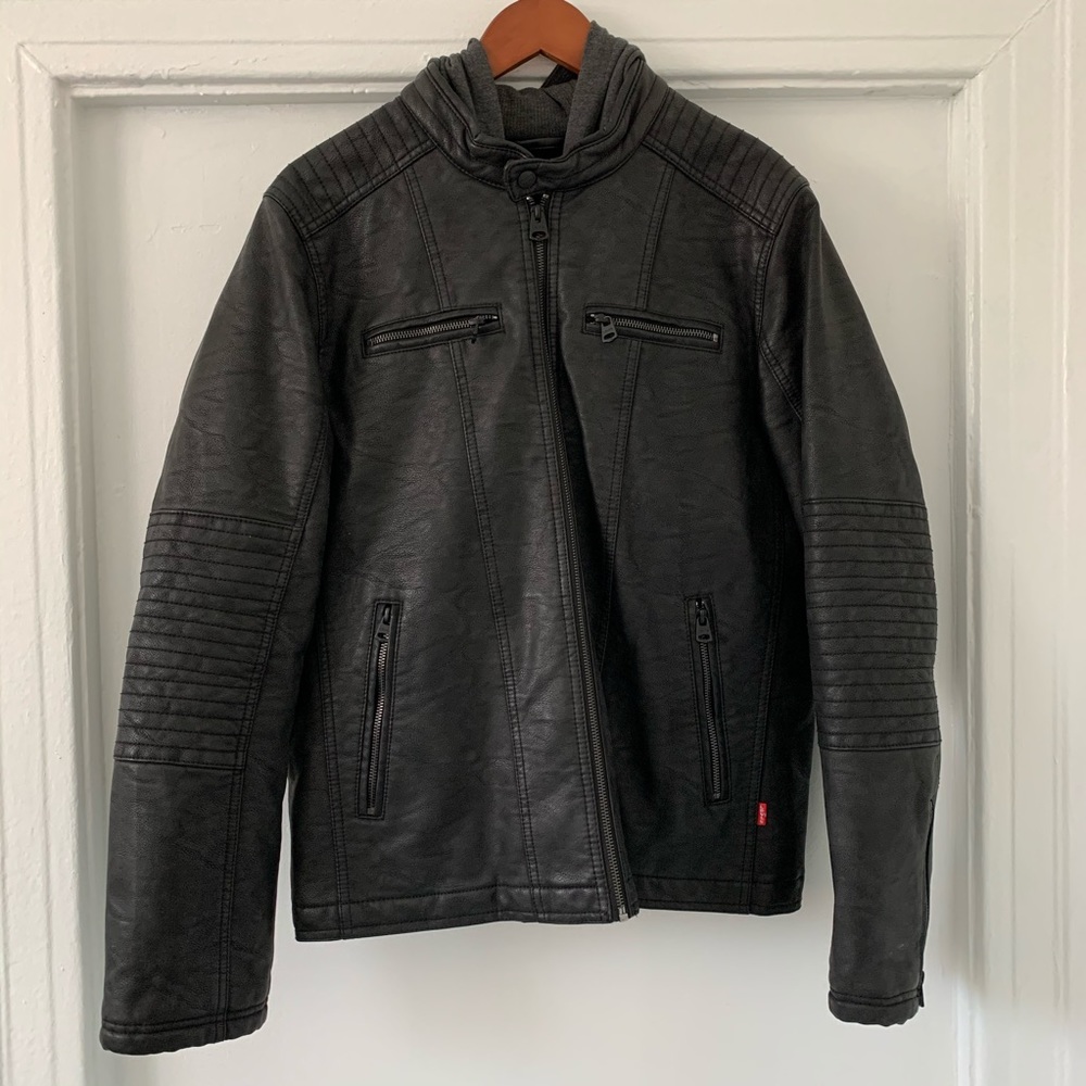 Black Levi's Faux Leather Motorcycle Jacket